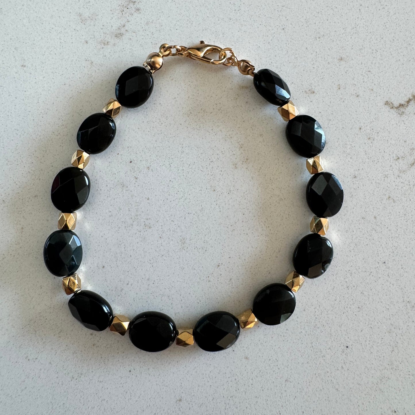 8x10mm Rainbow Obsidian Gemstone Bead Clasp Bracelet