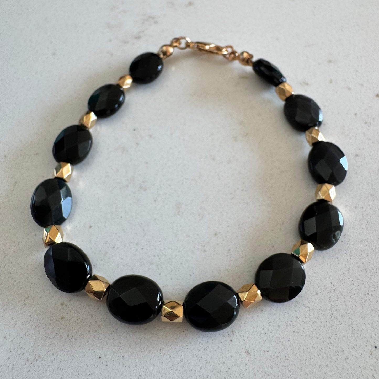 8x10mm Rainbow Obsidian Gemstone Bead Clasp Bracelet