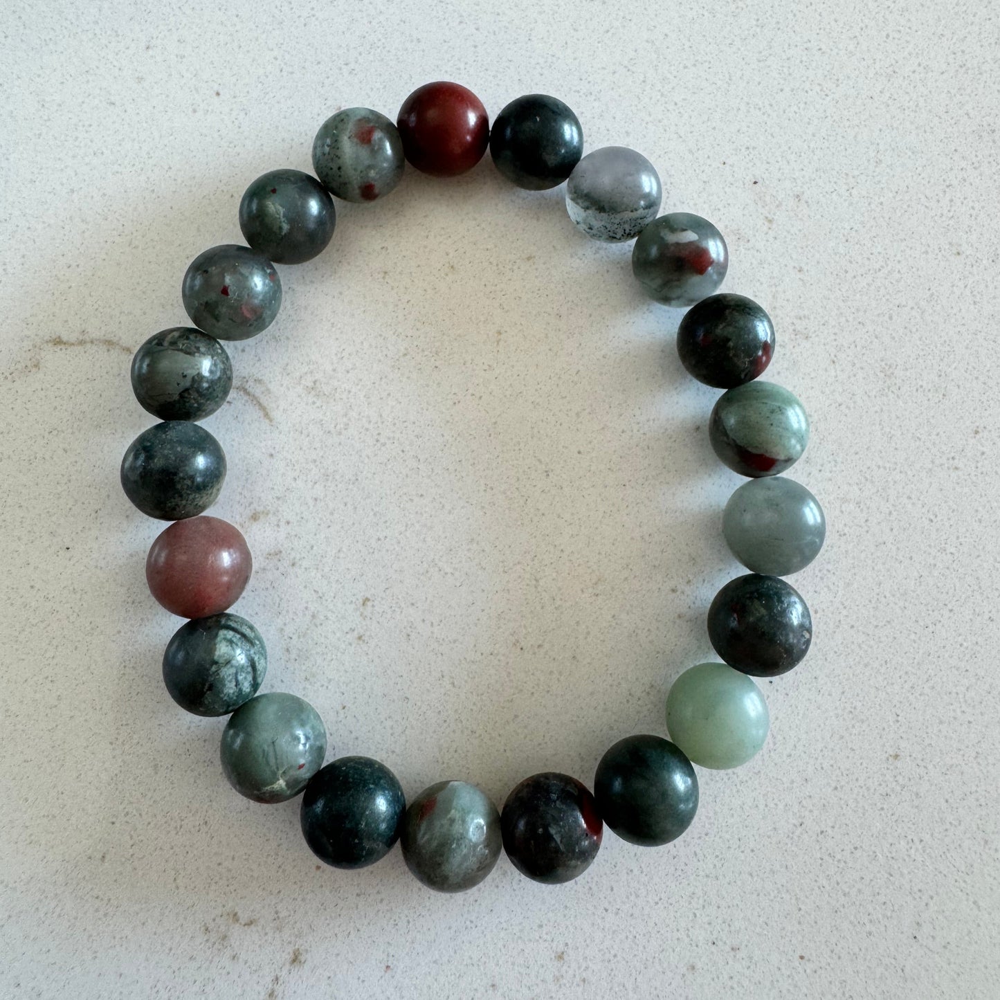 6mm Bloodstone Jasper Gemstone Bead Stretch Bracelet