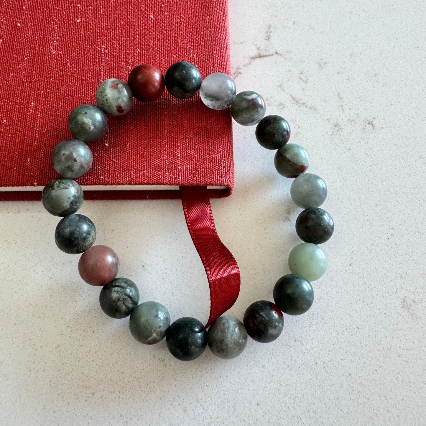 6mm Bloodstone Jasper Gemstone Bead Stretch Bracelet