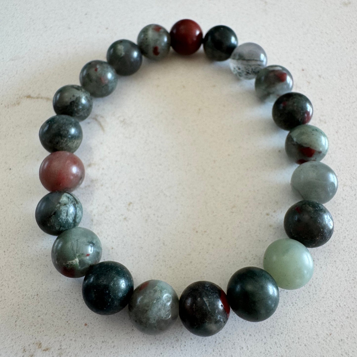 6mm Bloodstone Jasper Gemstone Bead Stretch Bracelet