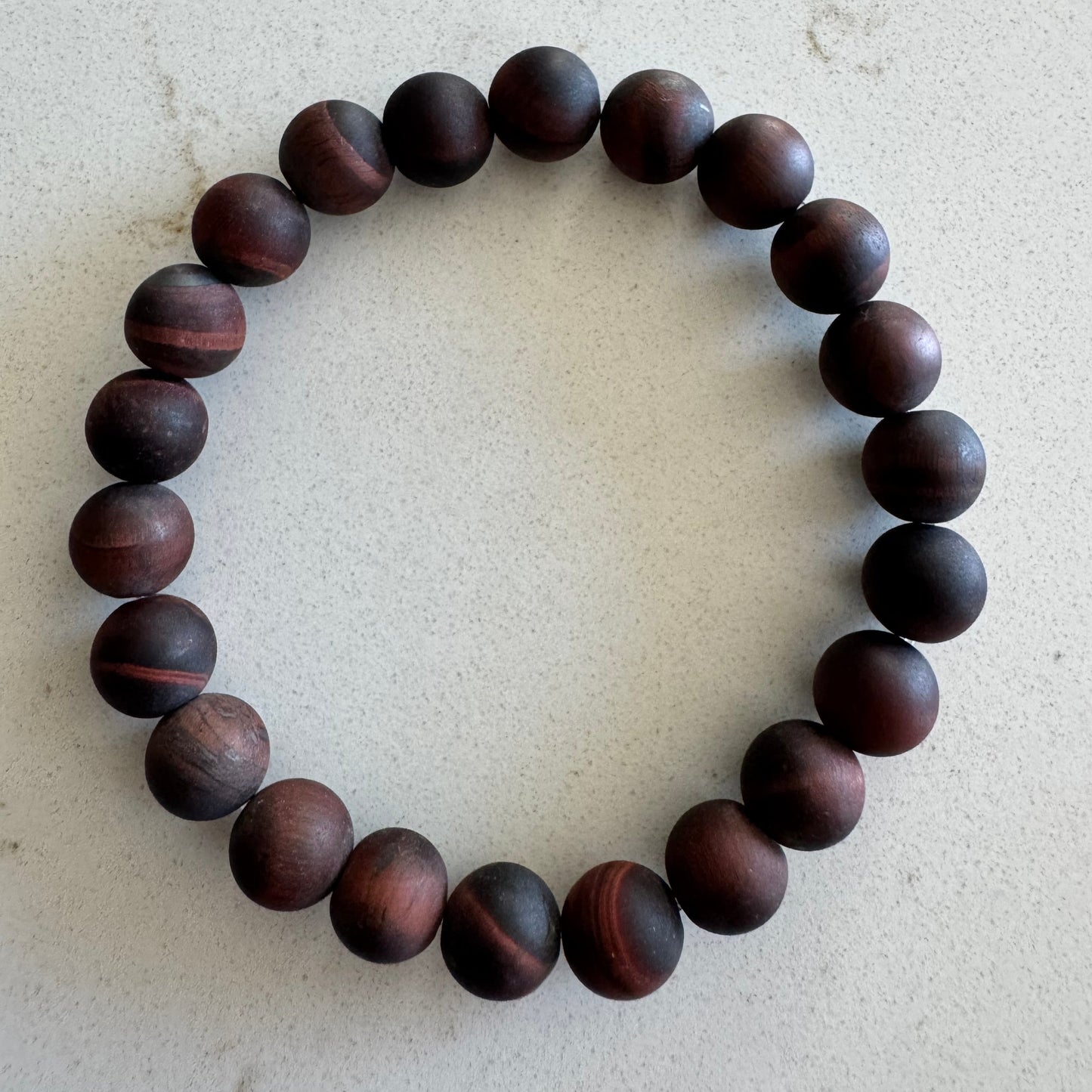 10mm Red Tigers Eye Gemstone Bead Stretch Bracelet