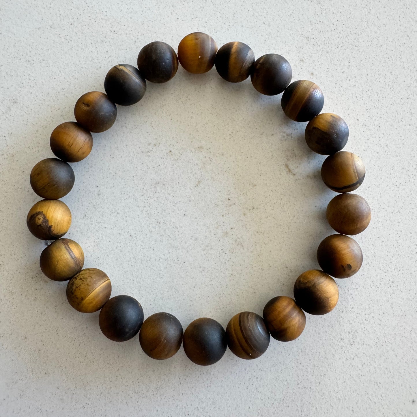 10mm Matte Tigers Eye Gemstone Bead Stretch Bracelet