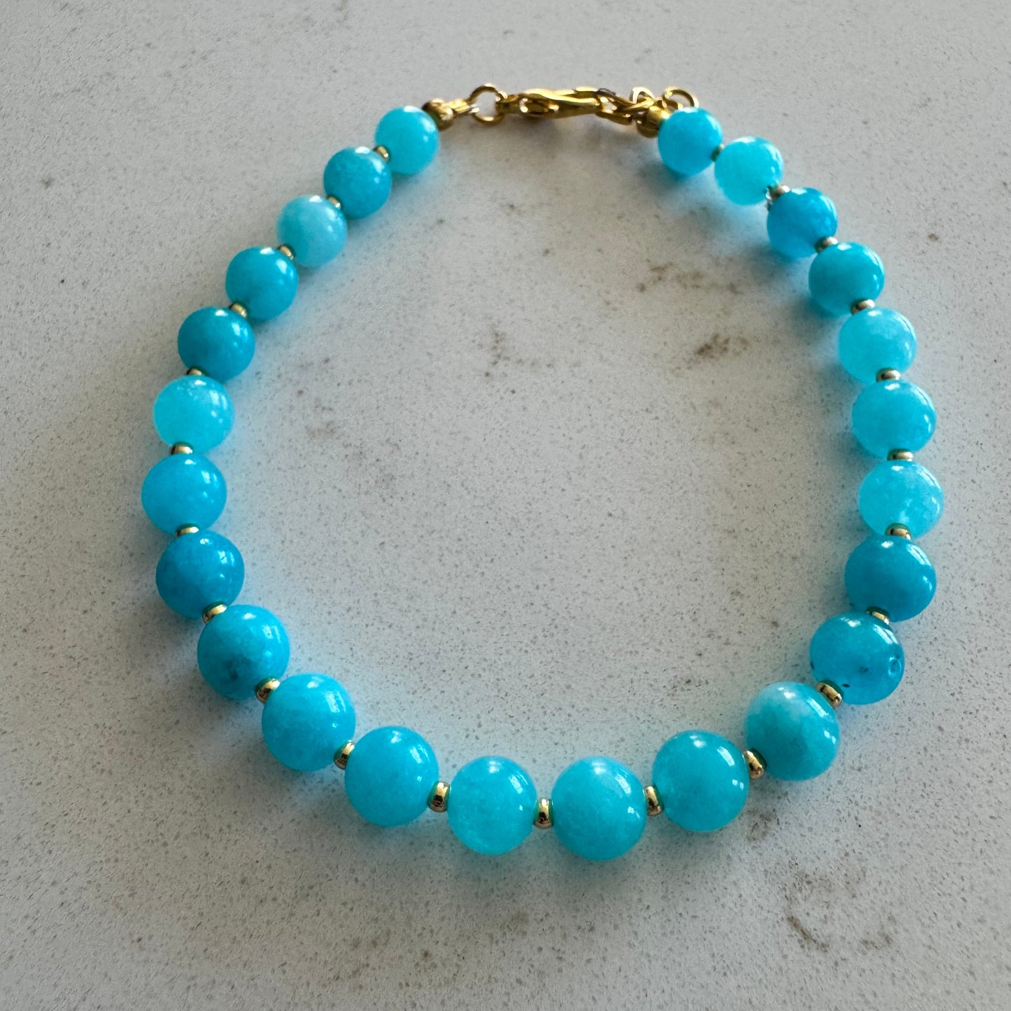 6mm Blue Nile Quartz Gemstone Bead Clasp Bracelet