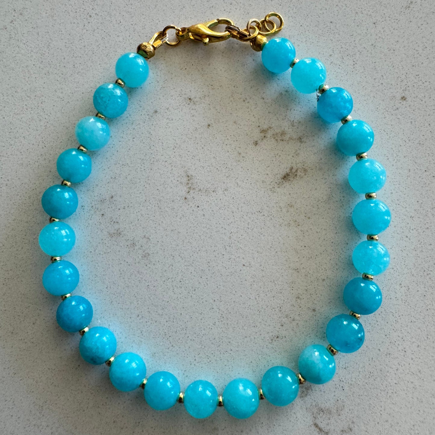6mm Blue Nile Quartz Gemstone Bead Clasp Bracelet