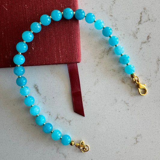 6mm Blue Nile Quartz Gemstone Bead Clasp Bracelet