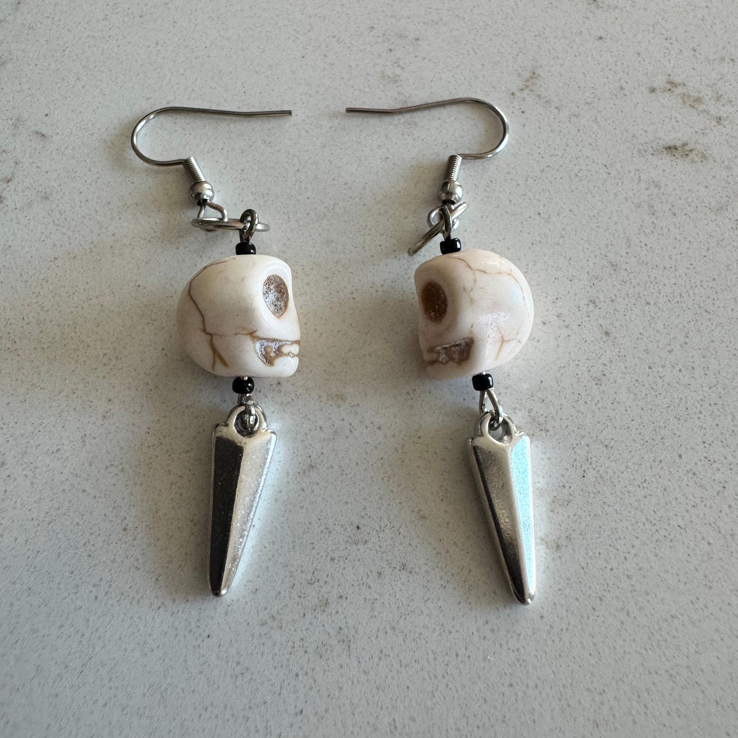 White Skull Drop Earrings