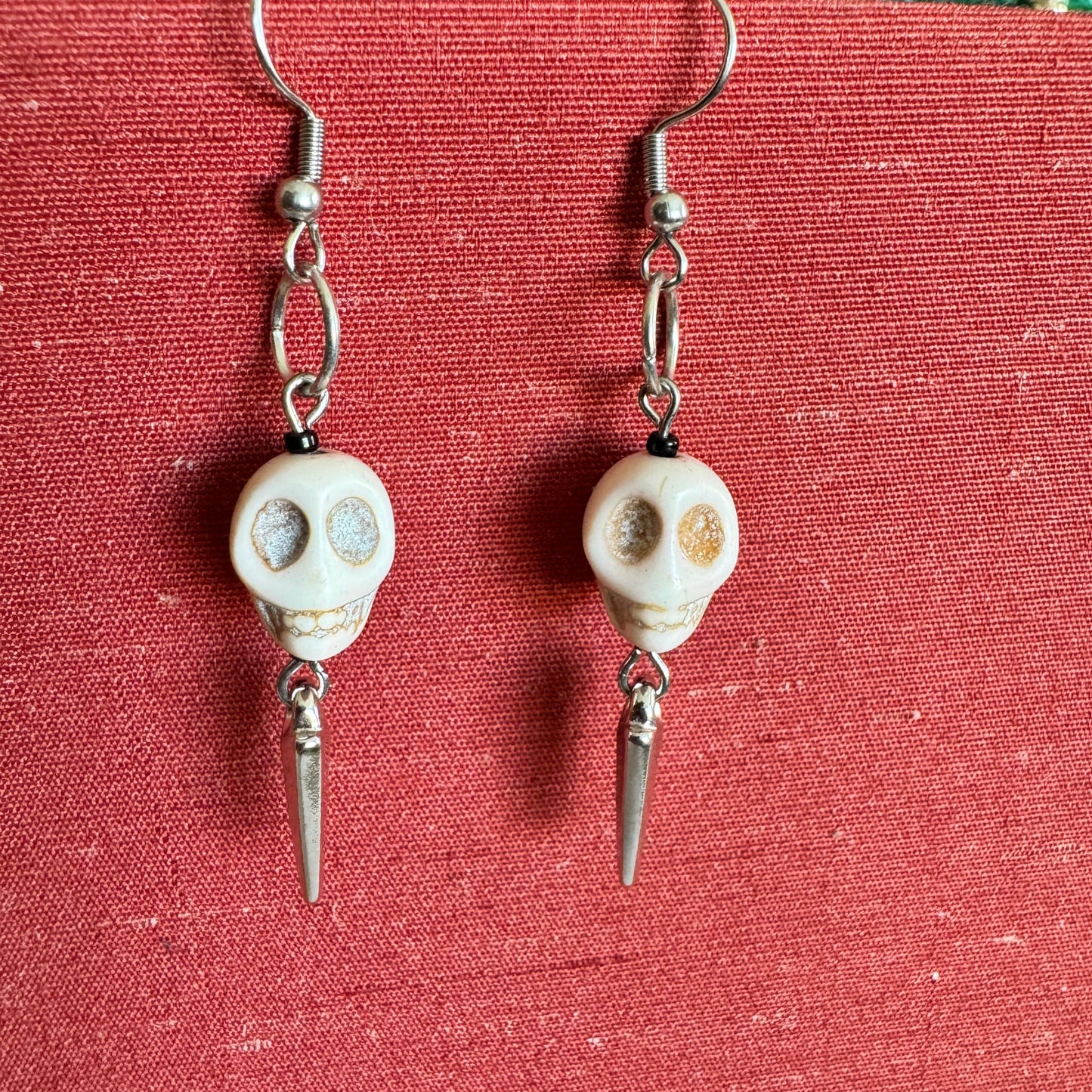 White Skull Drop Earrings