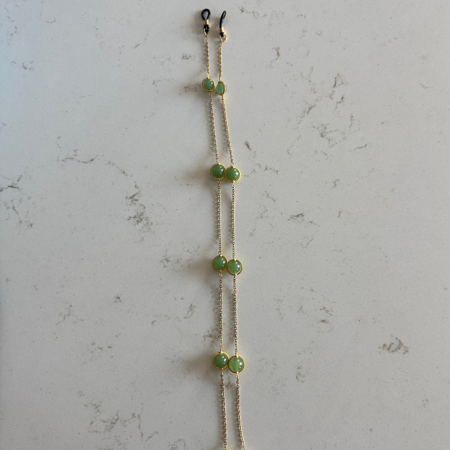 Aventurine and Gold Pendant Glasses Chain