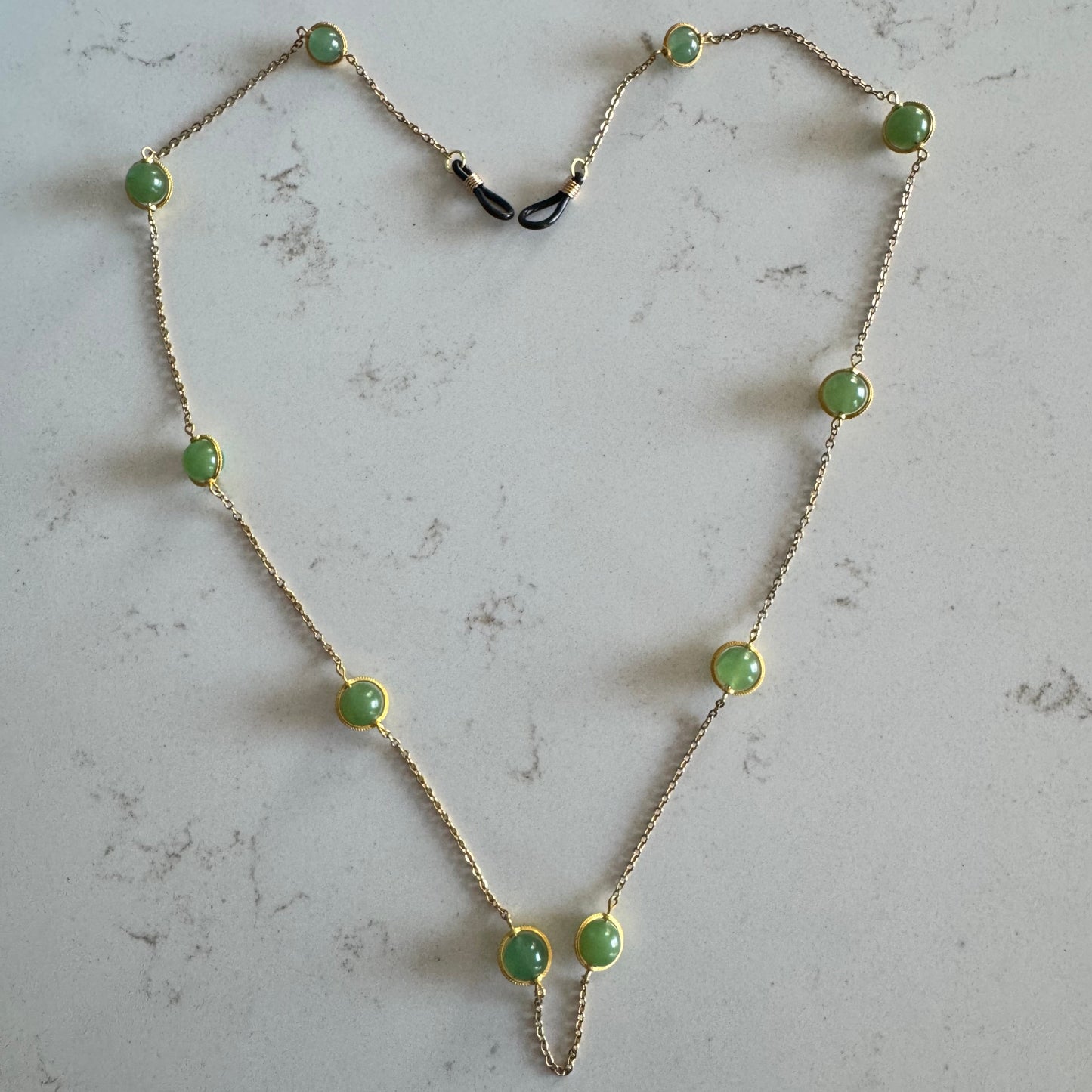 Aventurine and Gold Pendant Glasses Chain
