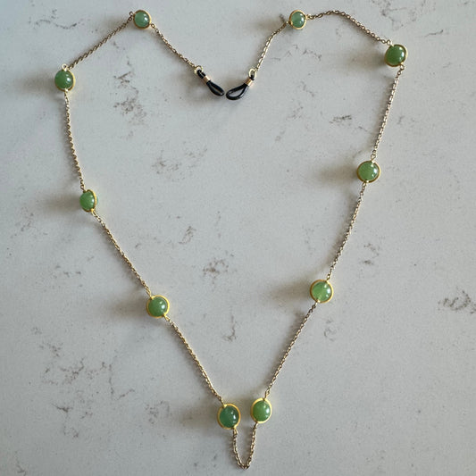 Aventurine and Gold Pendant Glasses Chain