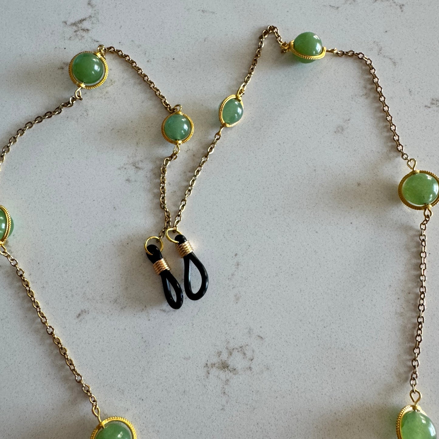 Aventurine and Gold Pendant Glasses Chain
