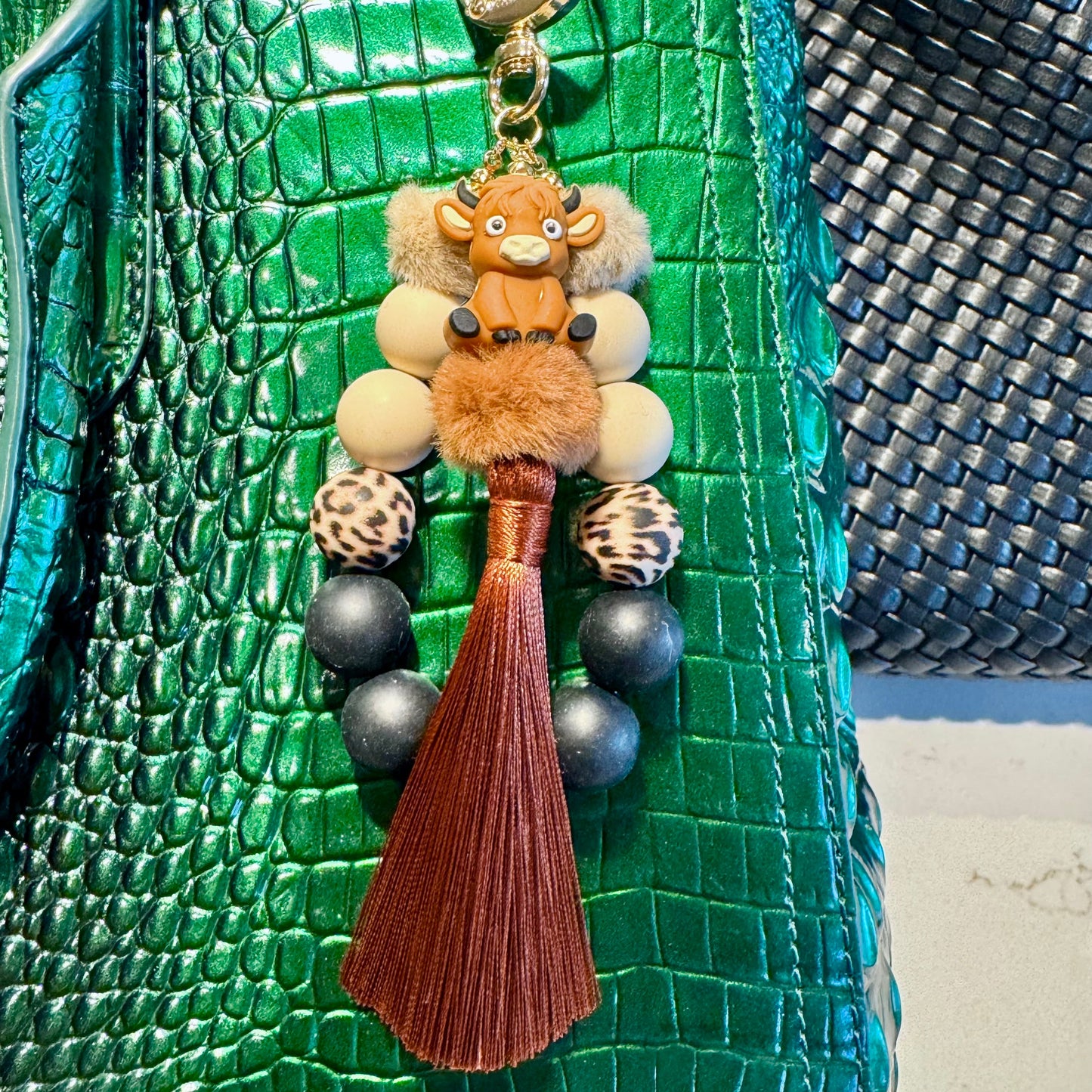The Mootilda Highland Cow Silicone Bead Keychain