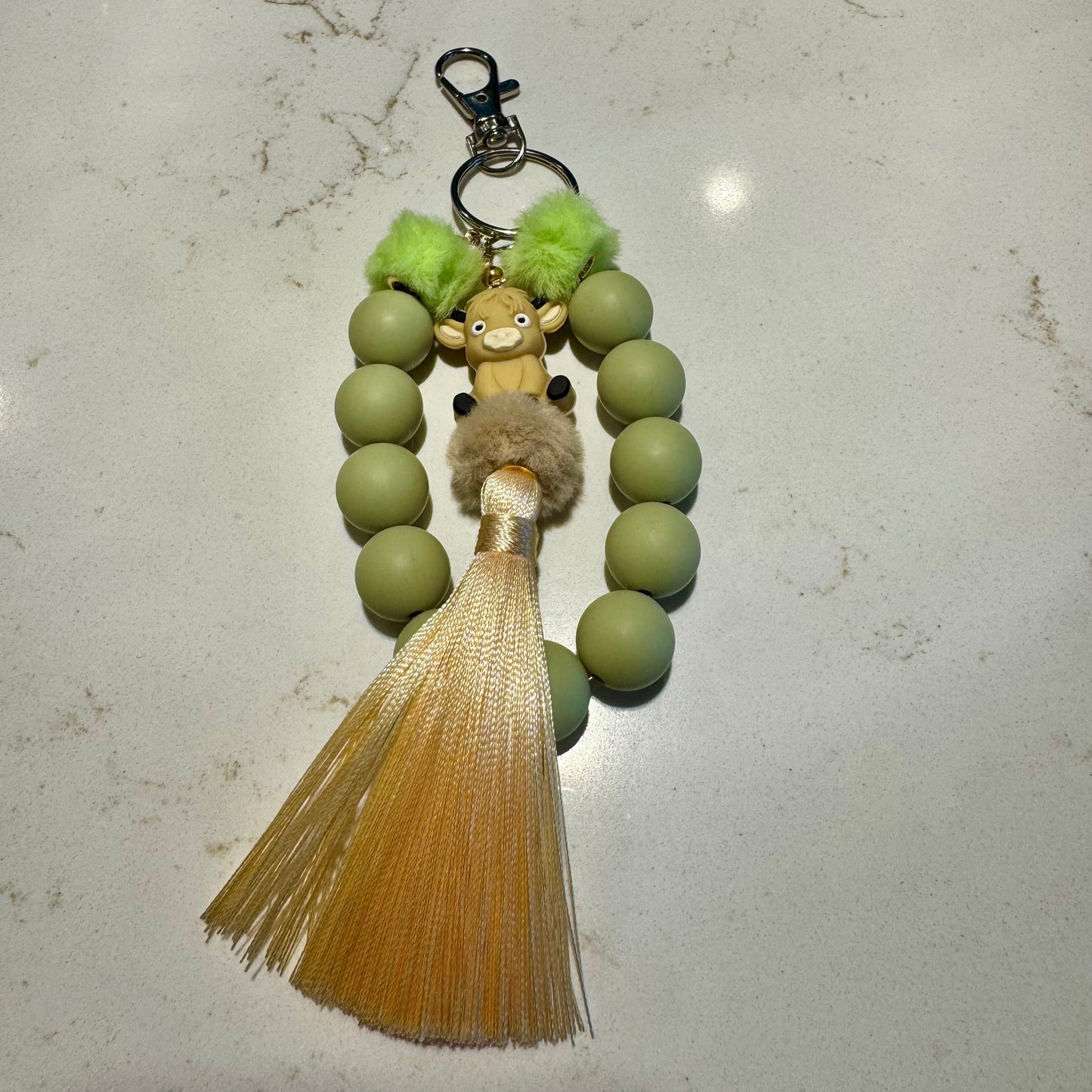 The Moolissa Highland Cow Silicone Bead Keychain