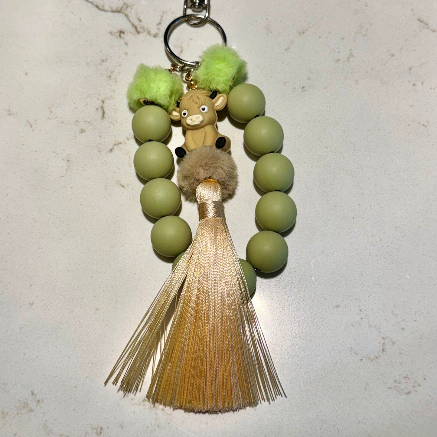 The Moolissa Highland Cow Silicone Bead Keychain