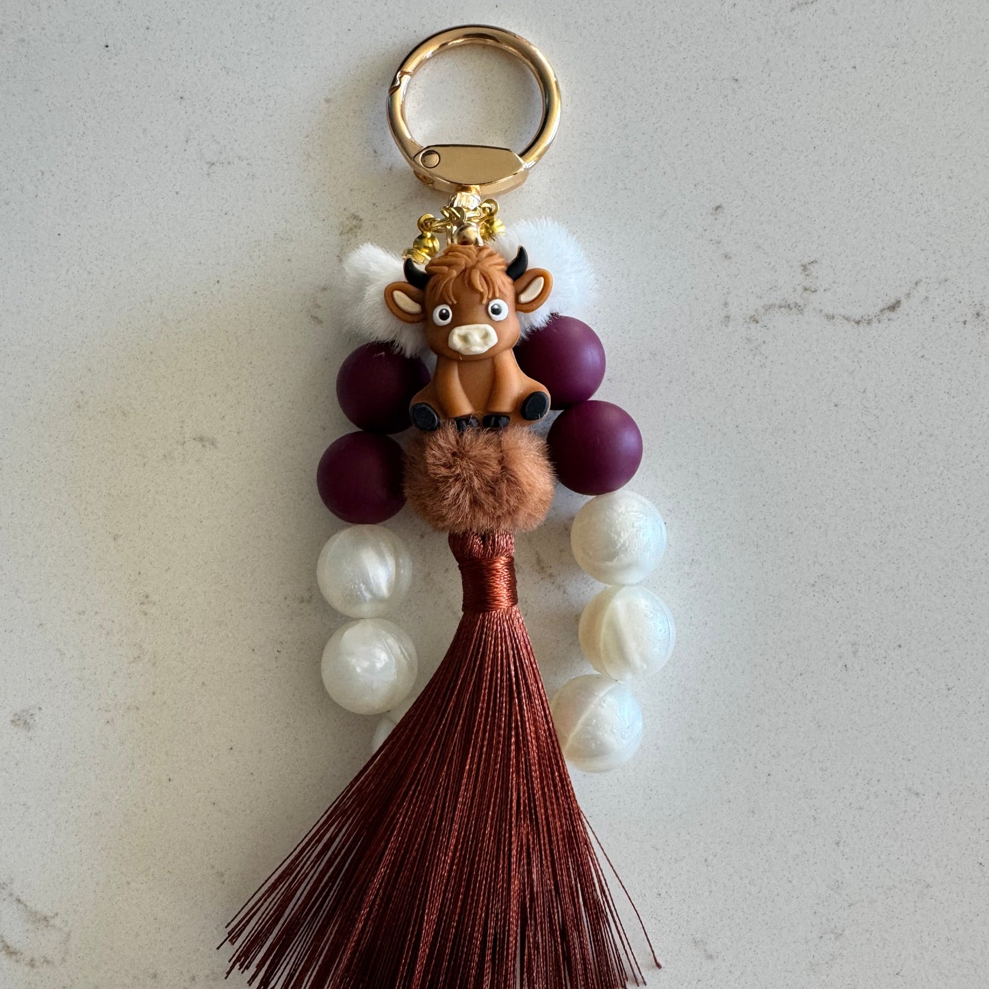 The Mooriah Highland Cow Silicone Bead Keychain