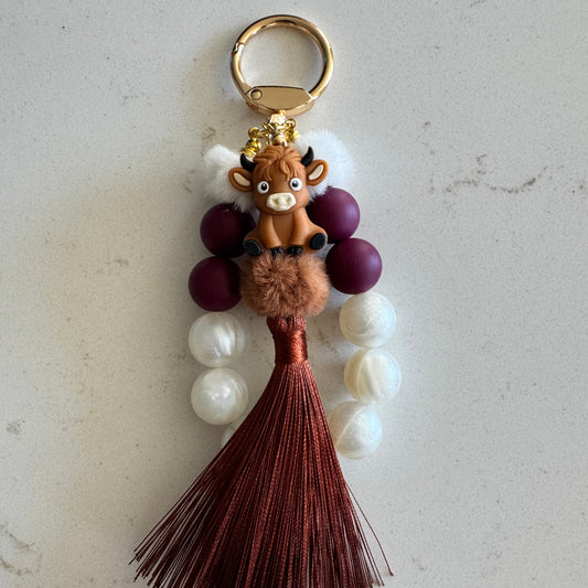 The Mooriah Highland Cow Silicone Bead Keychain