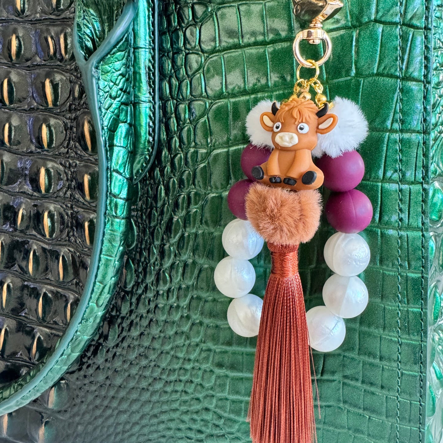 The Mooriah Highland Cow Silicone Bead Keychain