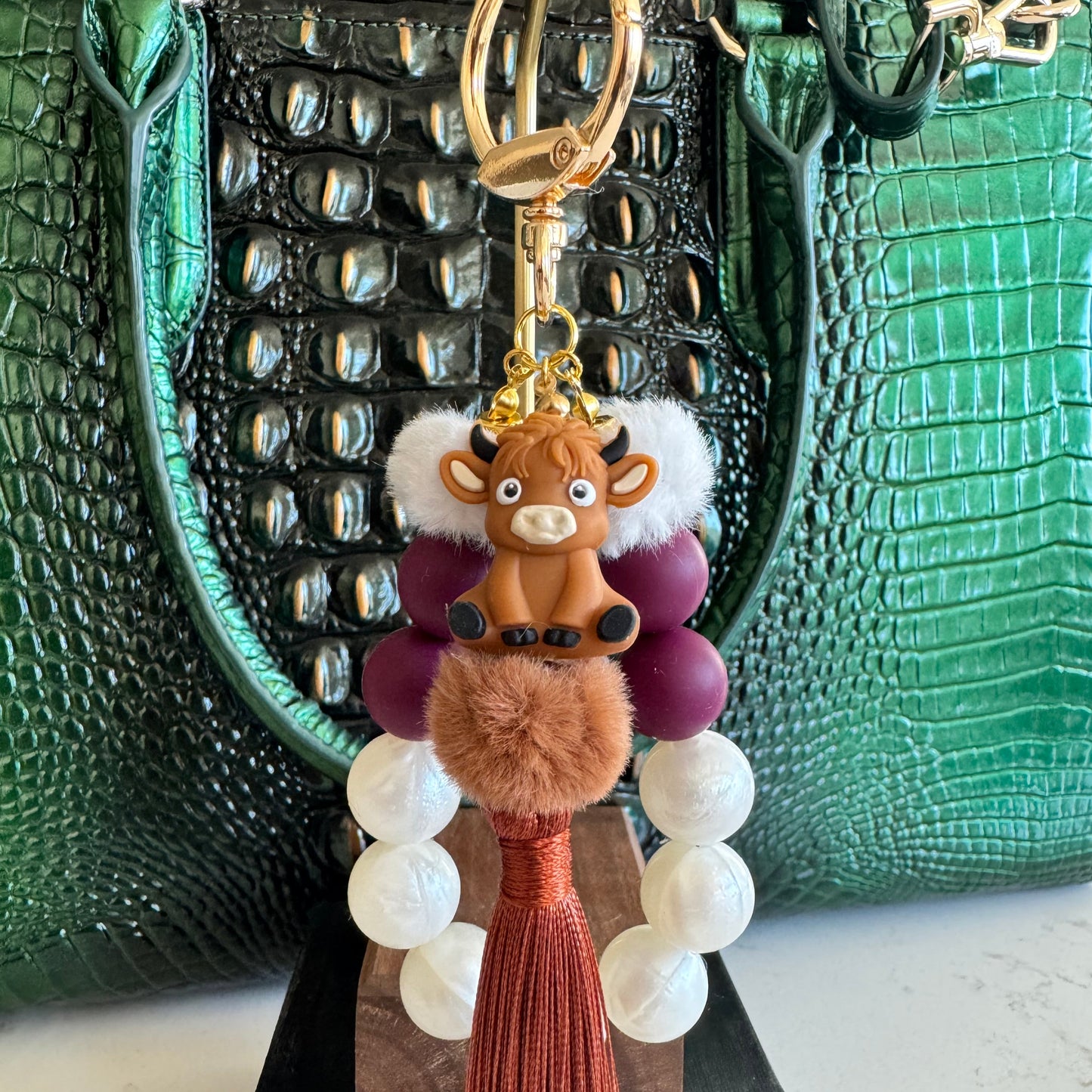 The Mooriah Highland Cow Silicone Bead Keychain