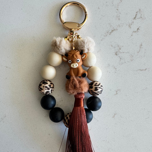 The Mootilda Highland Cow Silicone Bead Keychain