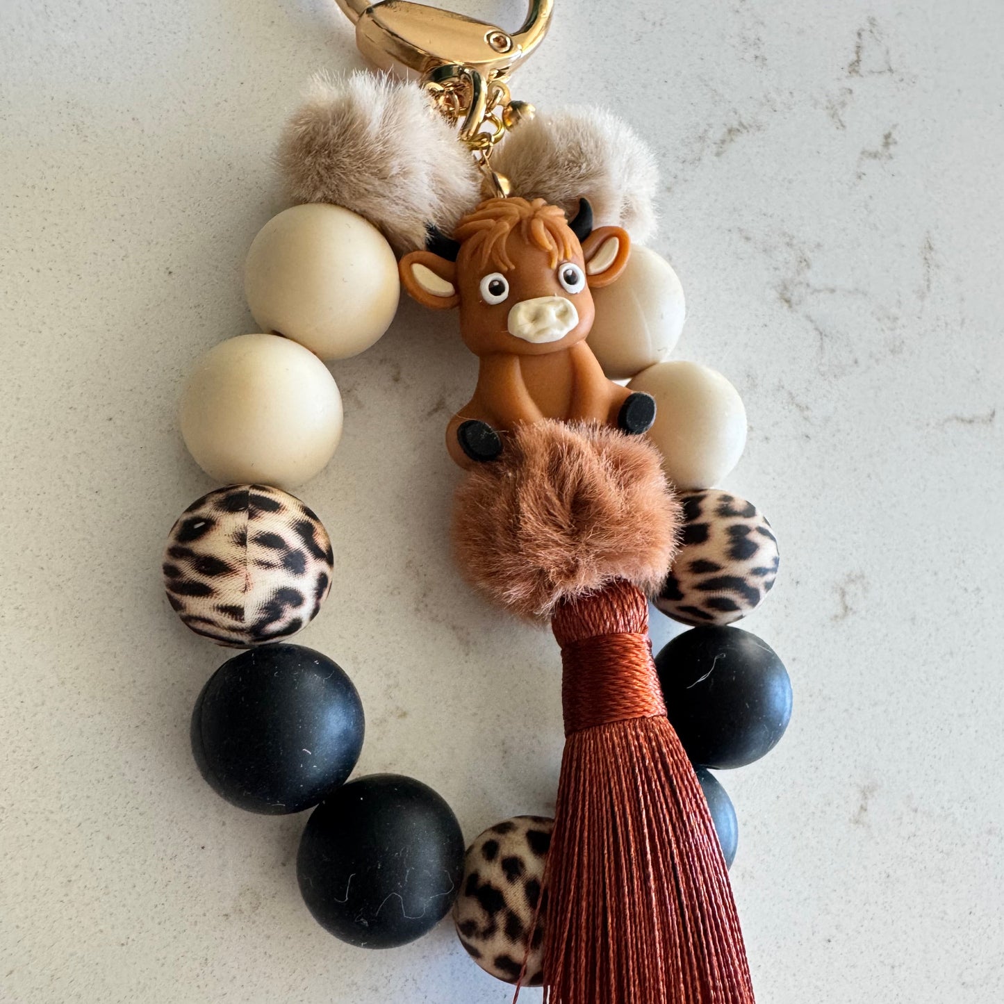 The Mootilda Highland Cow Silicone Bead Keychain