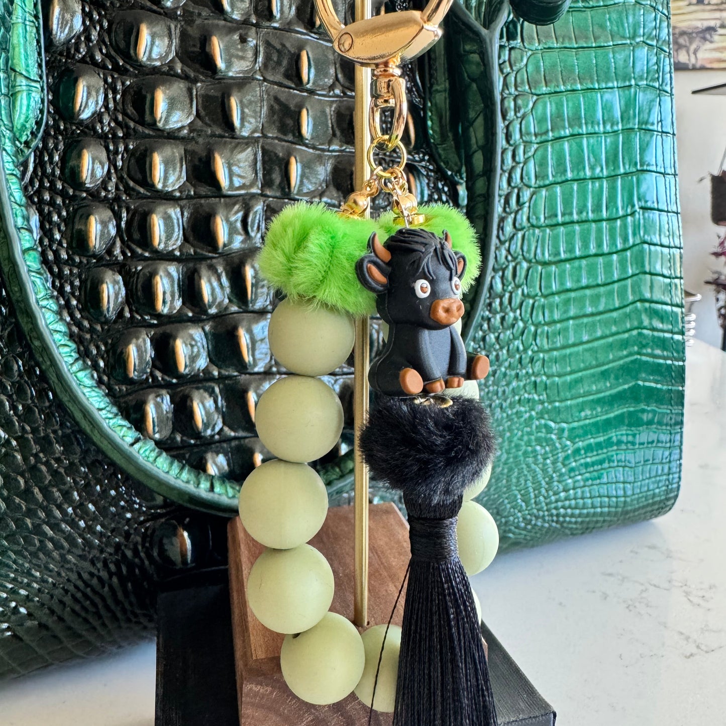 The Moolanie Highland Cow Silicone Bead Keychain