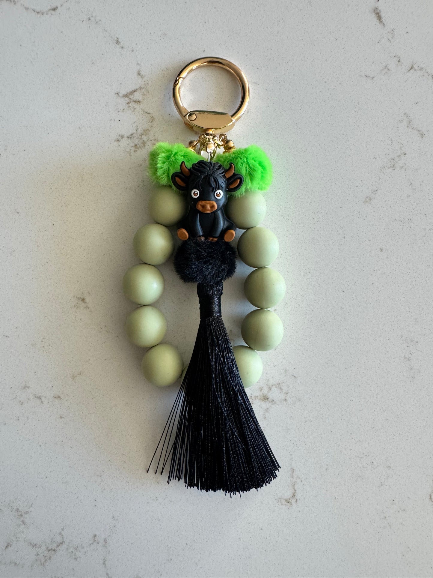 The Moolanie Highland Cow Silicone Bead Keychain