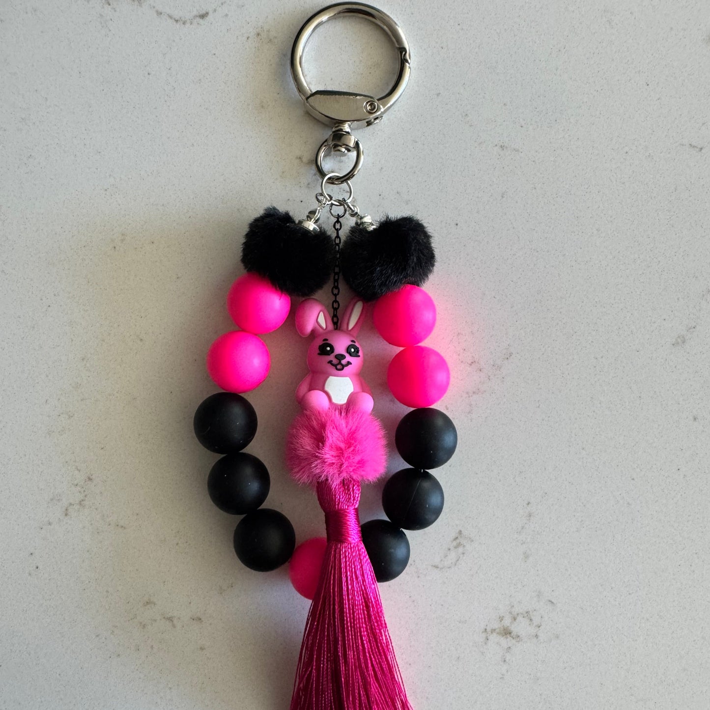 Baddy Bunny Silicone Bead Keychain