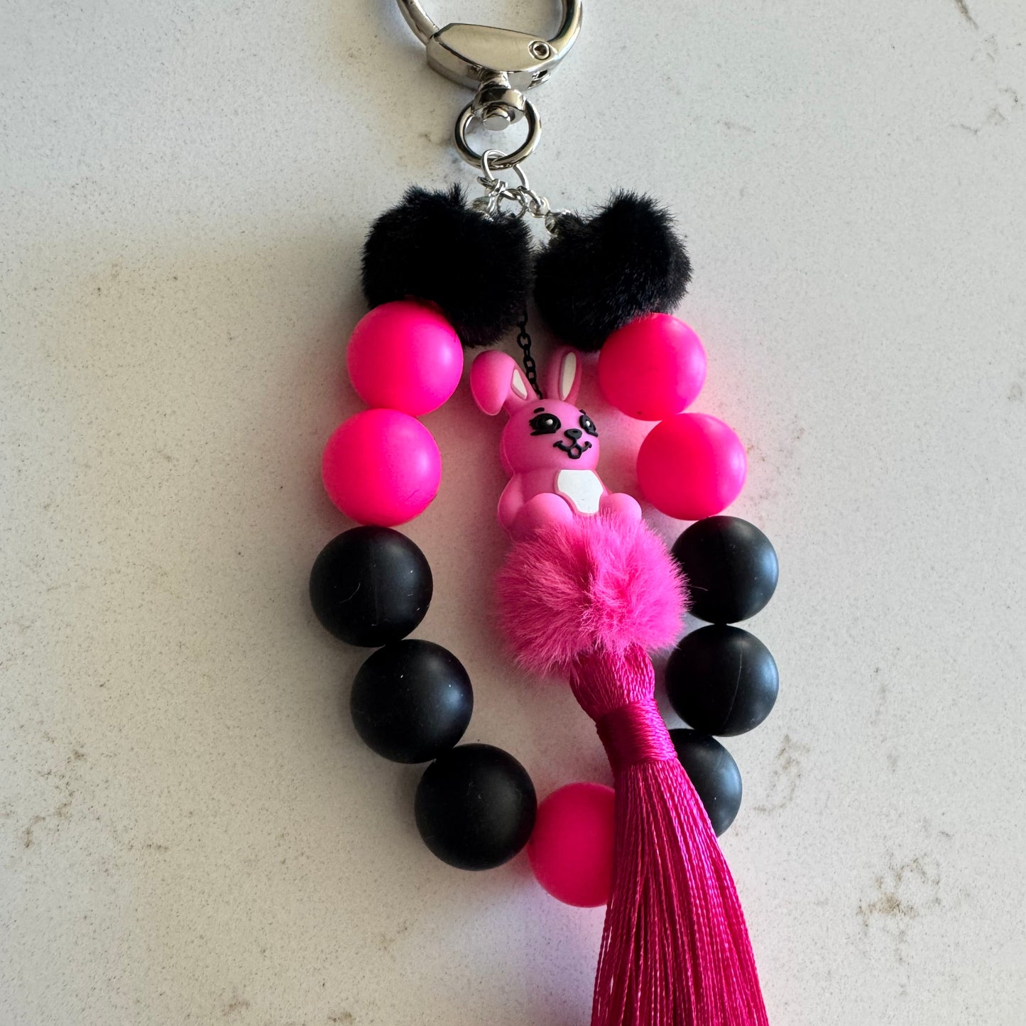 Baddy Bunny Silicone Bead Keychain
